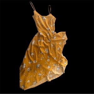 Embellished Gold High Low Sundress with Spaghetti Straps